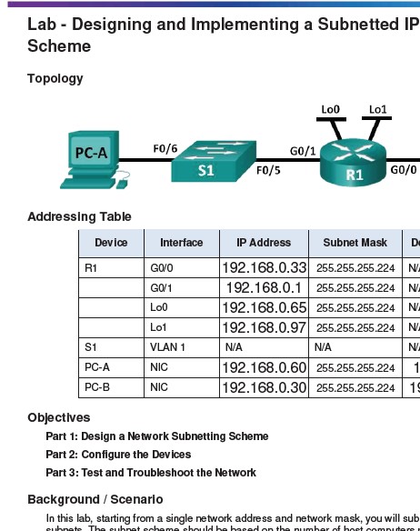 8.1.4.8 Lab - Designing and Implementing a Subnetted IPv4 Addressing Scheme