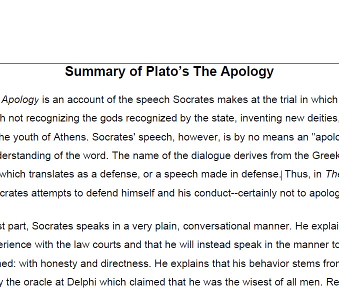 apology socrates summary