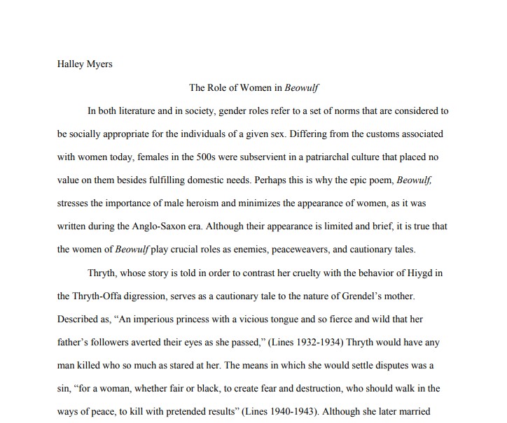 role of women in beowulf