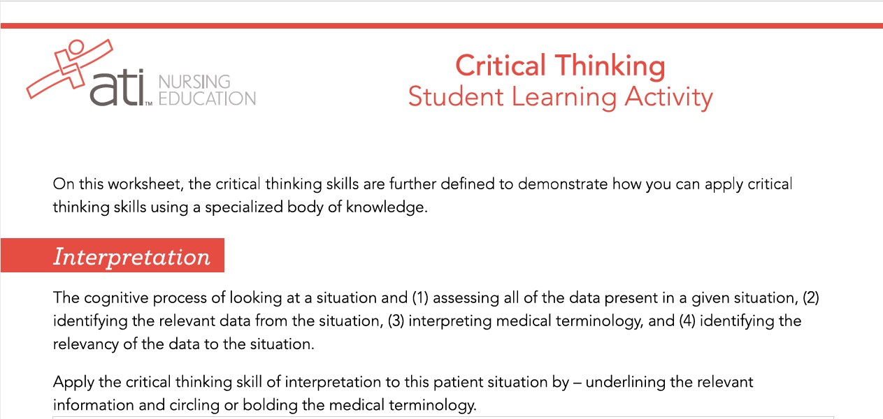 ati rn fundamentals and critical thinking